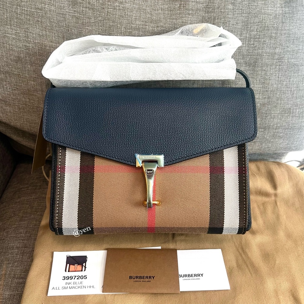 Burberry Blue and Tan Crossbody Bag